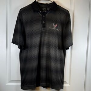 Stormtech Corvette Black Gray Stripe Polo Golf Shirt H2X Dry Size Med EUC #5669